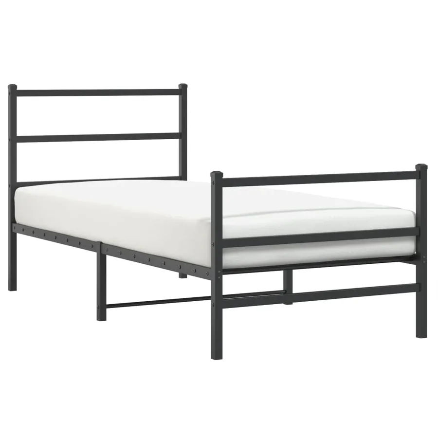 Cadre de lit métal sans matelas avec pied de lit noir 90x200 cm - 2