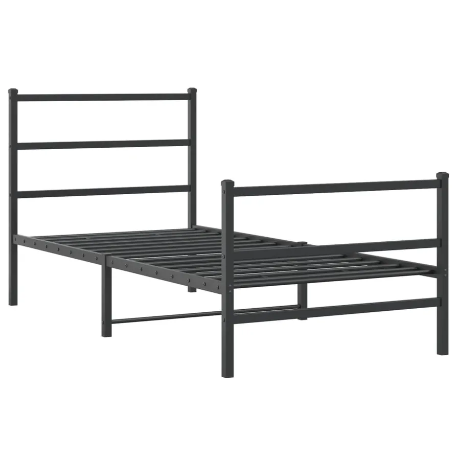 Cadre de lit métal sans matelas avec pied de lit noir 90x200 cm - 3