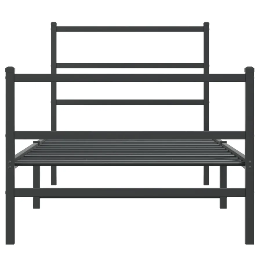 Cadre de lit métal sans matelas avec pied de lit noir 90x200 cm - 5