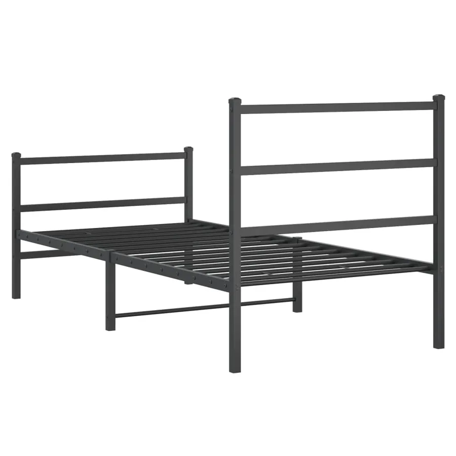 Cadre de lit métal sans matelas avec pied de lit noir 90x200 cm - 7