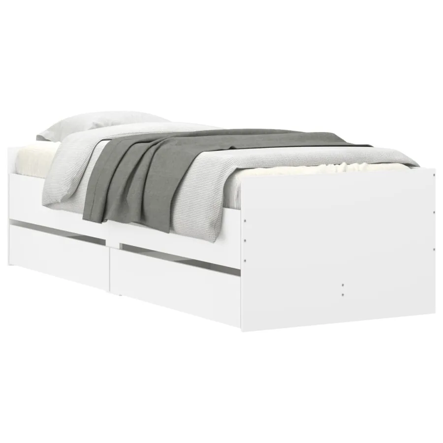 Cadre de lit avec tiroirs sans matelas blanc 90x200 cm - 3