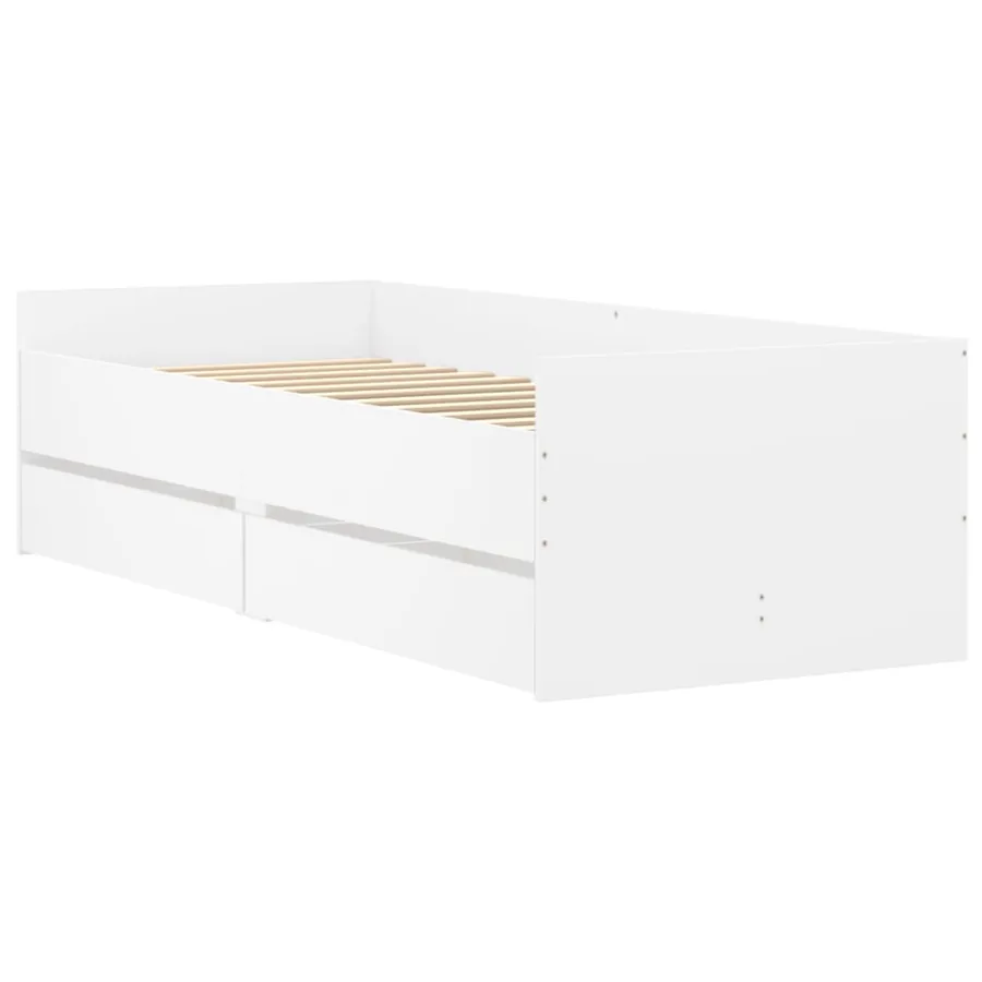 Cadre de lit avec tiroirs sans matelas blanc 90x200 cm - 4