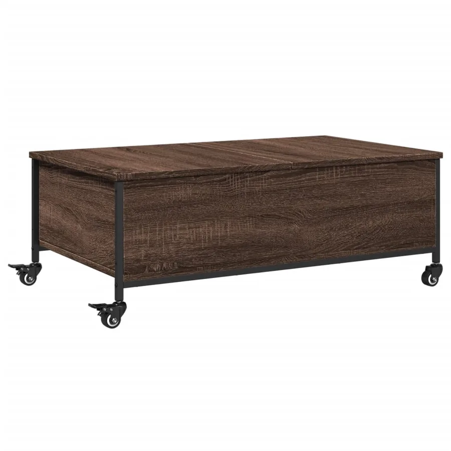 Table basse avec roulettes chêne marron bois d'ingénierie - 2