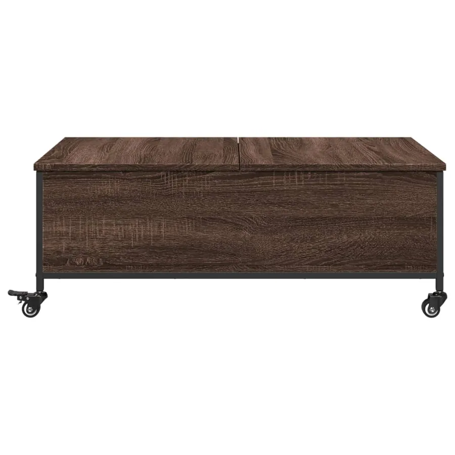 Table basse avec roulettes chêne marron bois d'ingénierie - 6