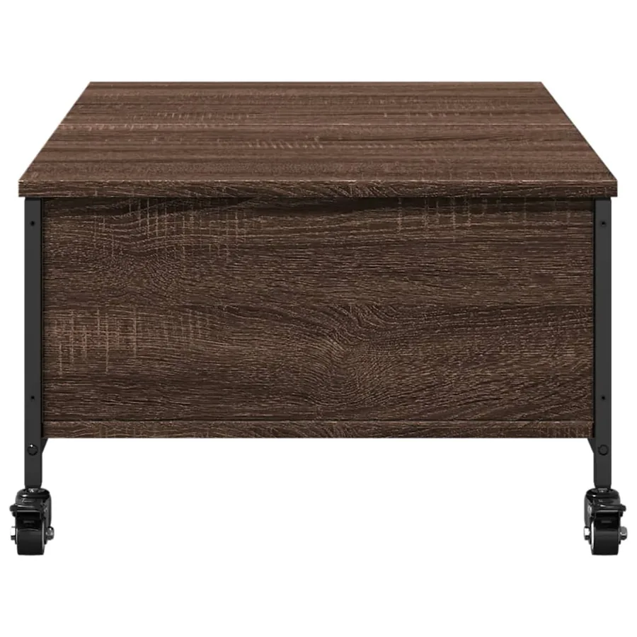 Table basse avec roulettes chêne marron bois d'ingénierie - 8