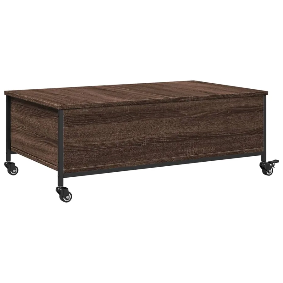 Table basse avec roulettes chêne marron bois d'ingénierie - 9