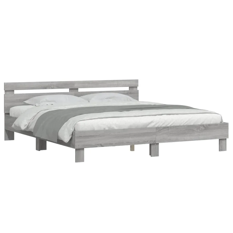 Cadre de lit avec LED sans matelas sonoma gris 200x200 cm - 3
