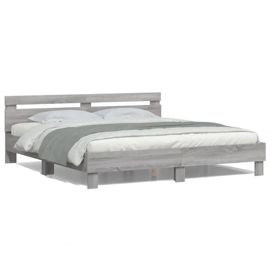 Cadre de lit avec LED sans matelas sonoma gris 200x200 cm - 5