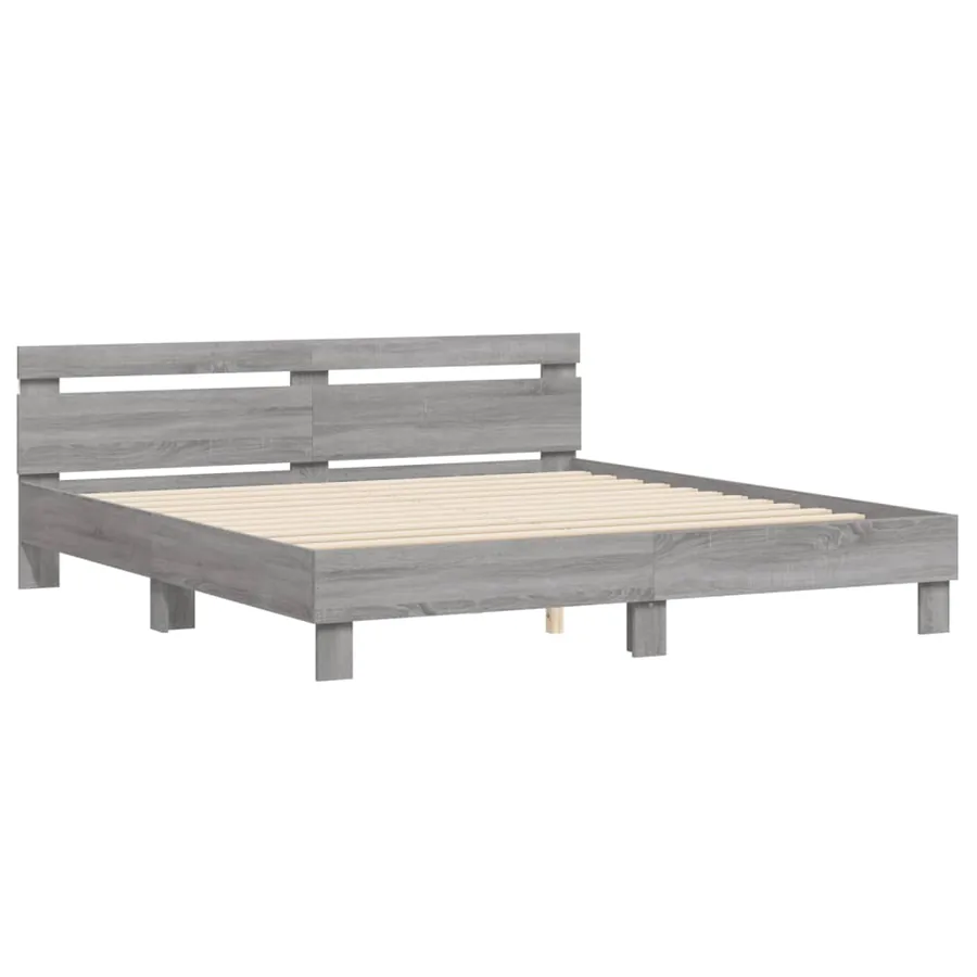 Cadre de lit avec LED sans matelas sonoma gris 200x200 cm - 6