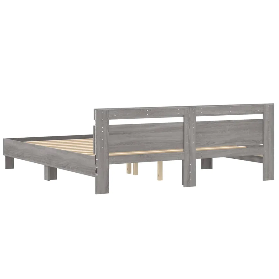 Cadre de lit avec LED sans matelas sonoma gris 200x200 cm - 9