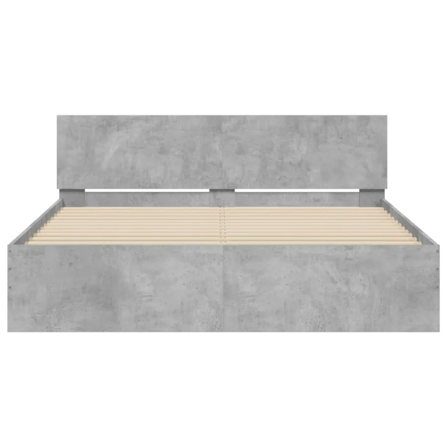 Cadre de lit sans matelas gris béton 150x200 cm - 5