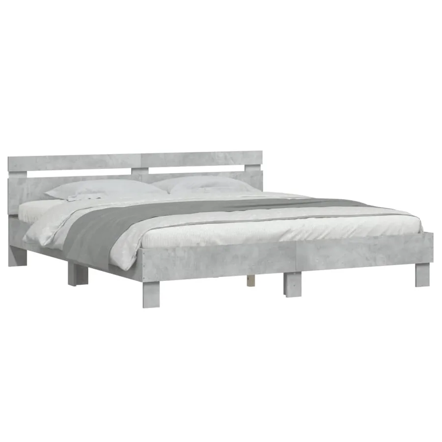 Cadre de lit avec LED sans matelas gris béton 200x200 cm - 3