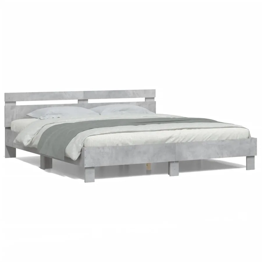 Cadre de lit avec LED sans matelas gris béton 200x200 cm - 5