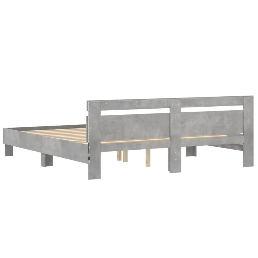 Cadre de lit avec LED sans matelas gris béton 200x200 cm - 9