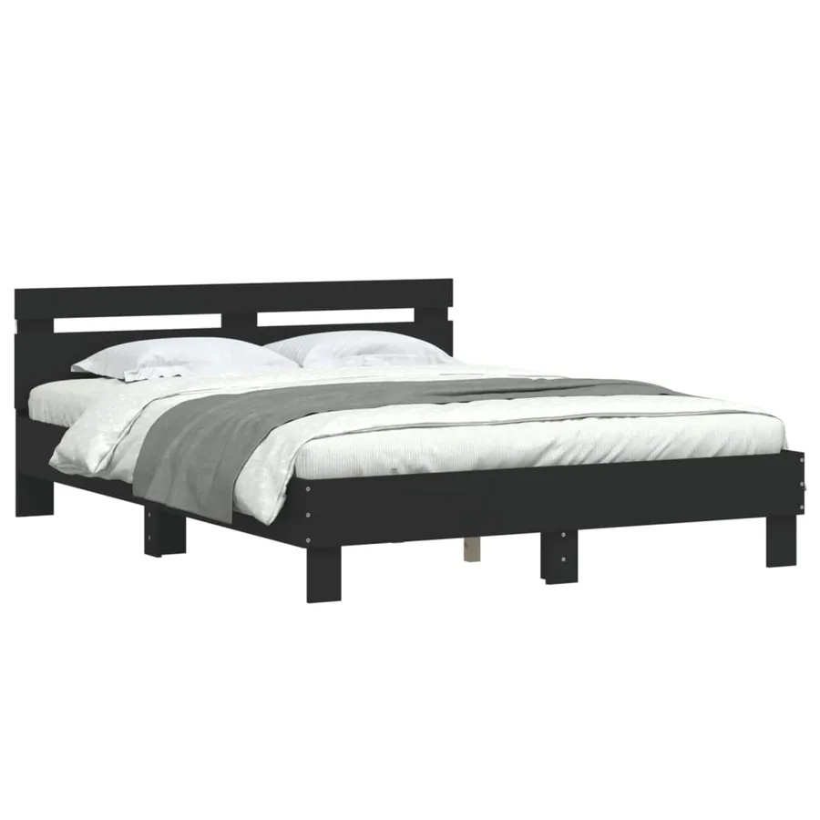 Cadre de lit avec LED sans matelas noir 150x200 cm - 3