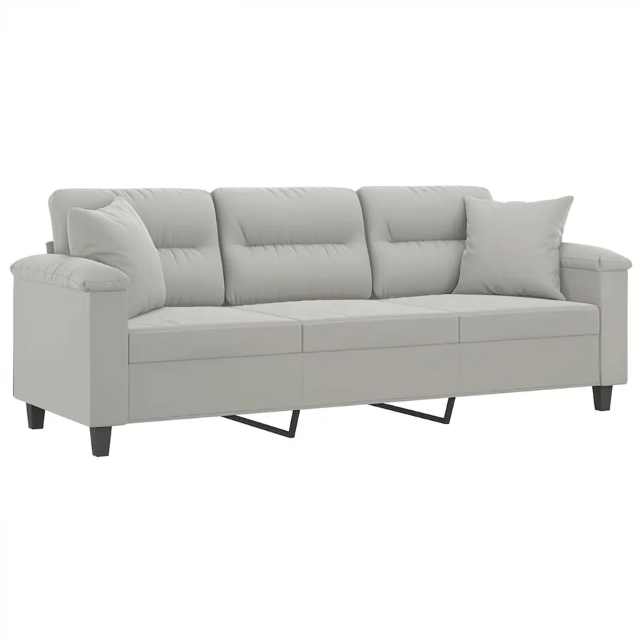 Canapé 3 places avec oreillers gris clair 180 cm - 3