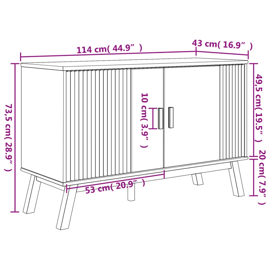Buffet OLDEN marron 114x43x73,5 cm bois massif de pin - 13