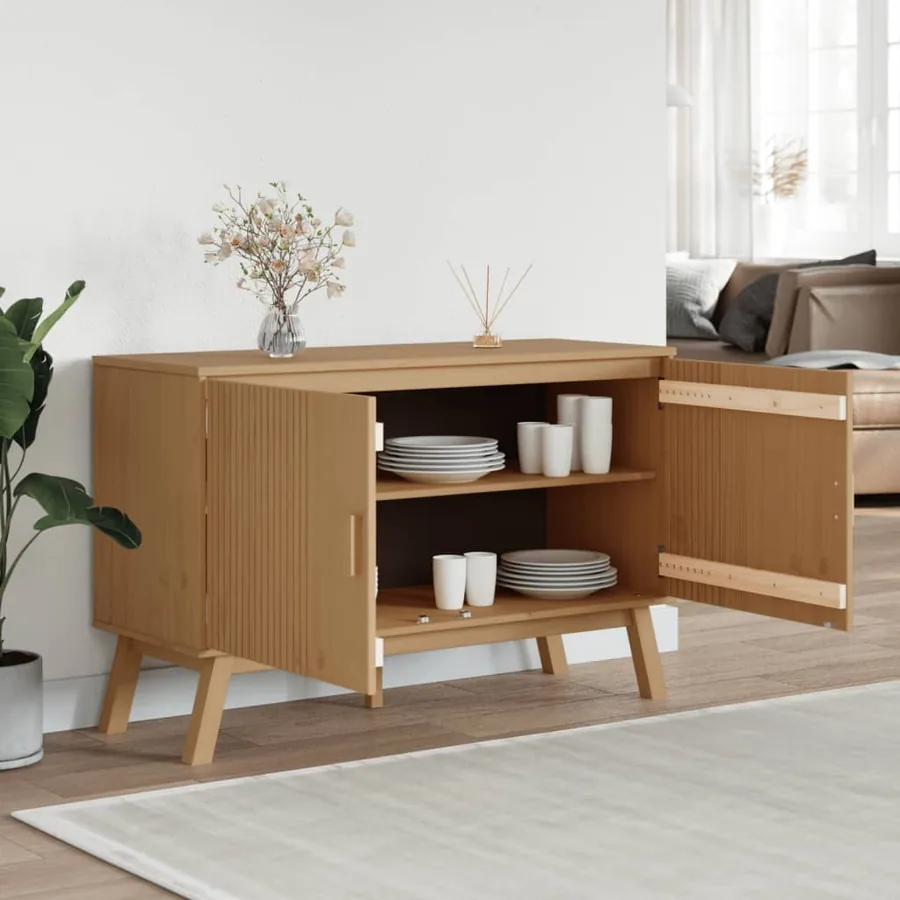 Buffet OLDEN marron 114x43x73,5 cm bois massif de pin - 4