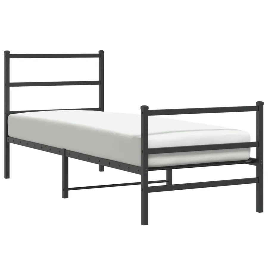 Cadre de lit métal sans matelas avec pied de lit noir 80x200 cm - 2