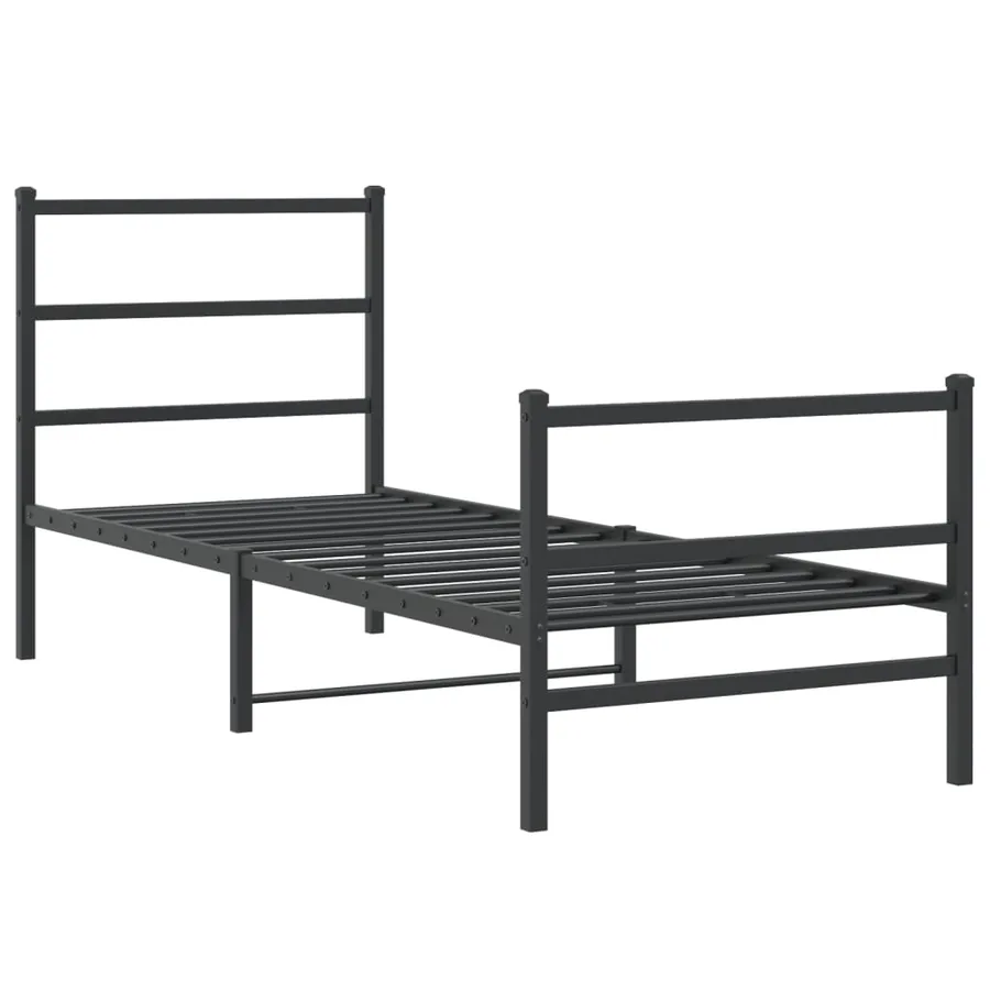 Cadre de lit métal sans matelas avec pied de lit noir 80x200 cm - 3