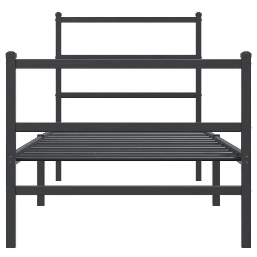 Cadre de lit métal sans matelas avec pied de lit noir 80x200 cm - 5