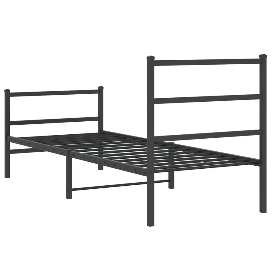 Cadre de lit métal sans matelas avec pied de lit noir 80x200 cm - 7