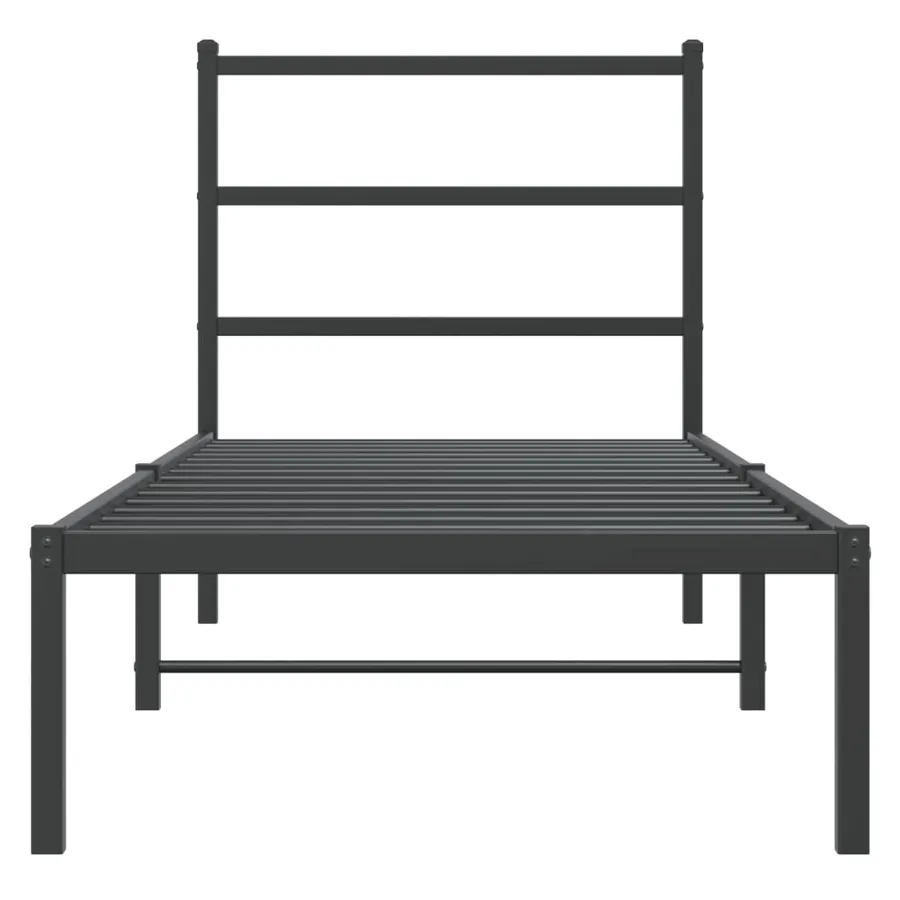 Cadre de lit métal sans matelas avec tête de lit noir 75x190 cm - 5