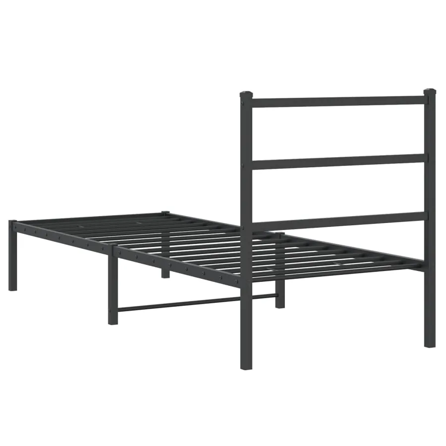 Cadre de lit métal sans matelas avec tête de lit noir 75x190 cm - 7