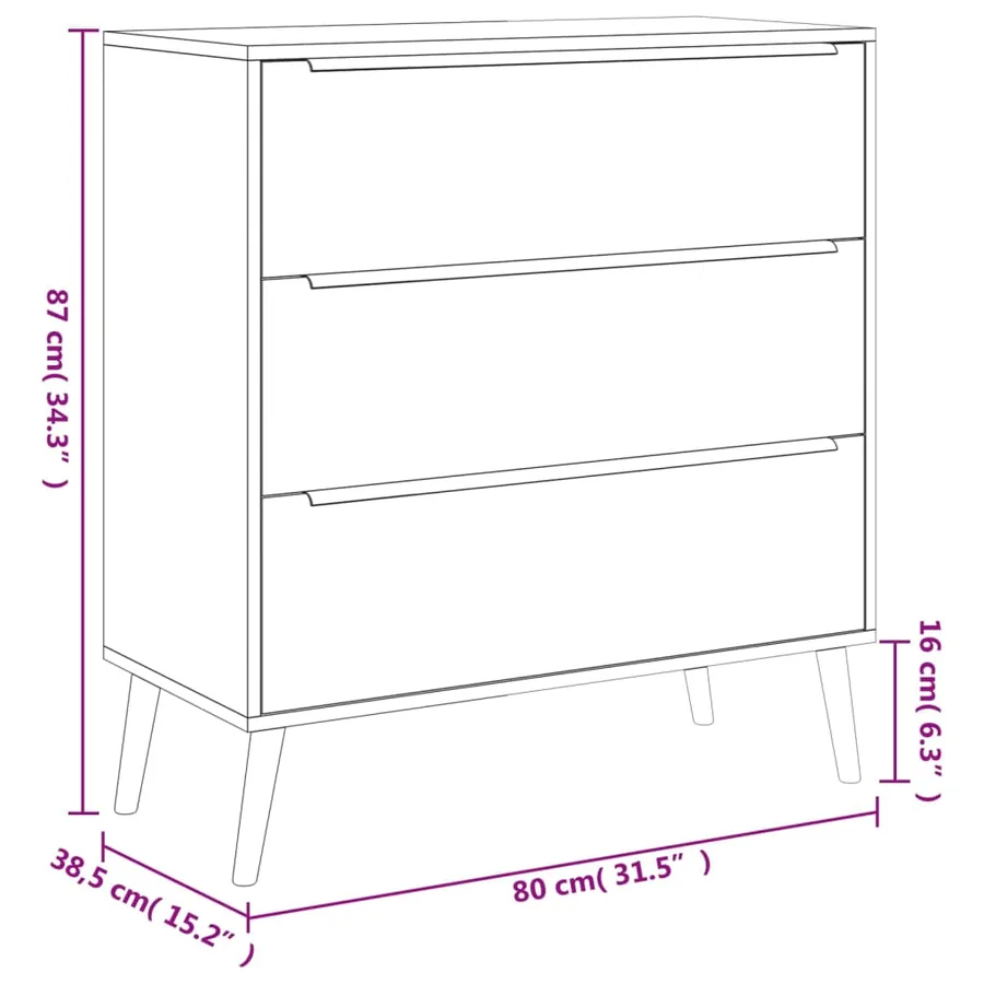 Finori Commode Lusk 03A chêne sonoma 80x38,5x87 cm - 8