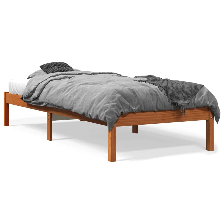 Cadre de lit sans matelas cire marron 75x190 cm bois pin massif - 2