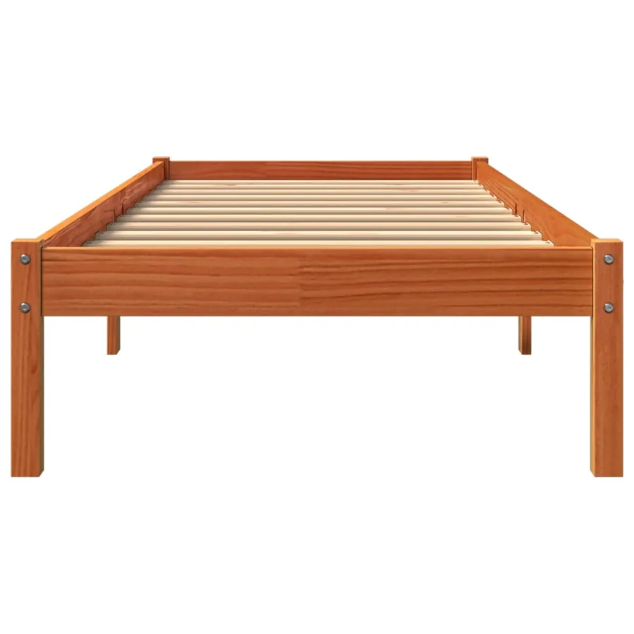 Cadre de lit sans matelas cire marron 75x190 cm bois pin massif - 4