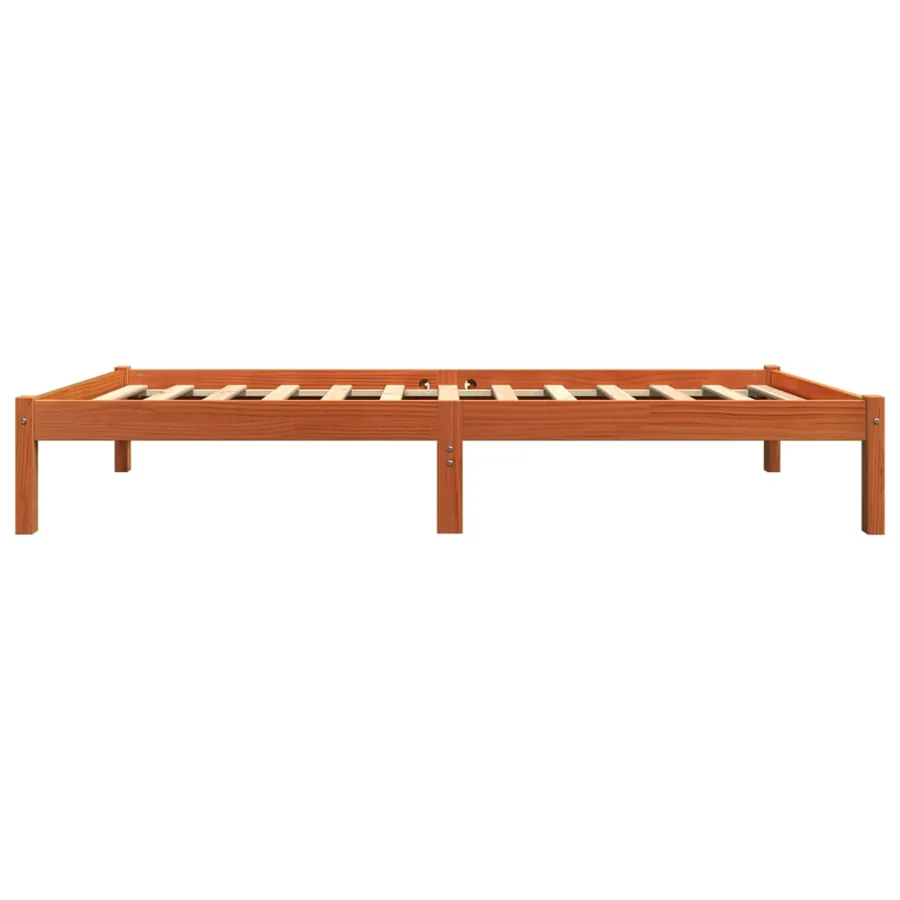 Cadre de lit sans matelas cire marron 75x190 cm bois pin massif - 5