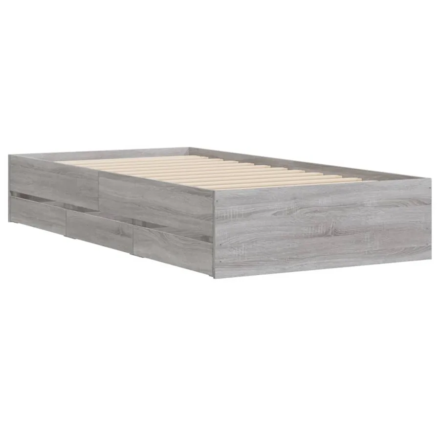 Cadre de lit avec tiroirs sans matelas sonoma gris 100x200 cm - 4