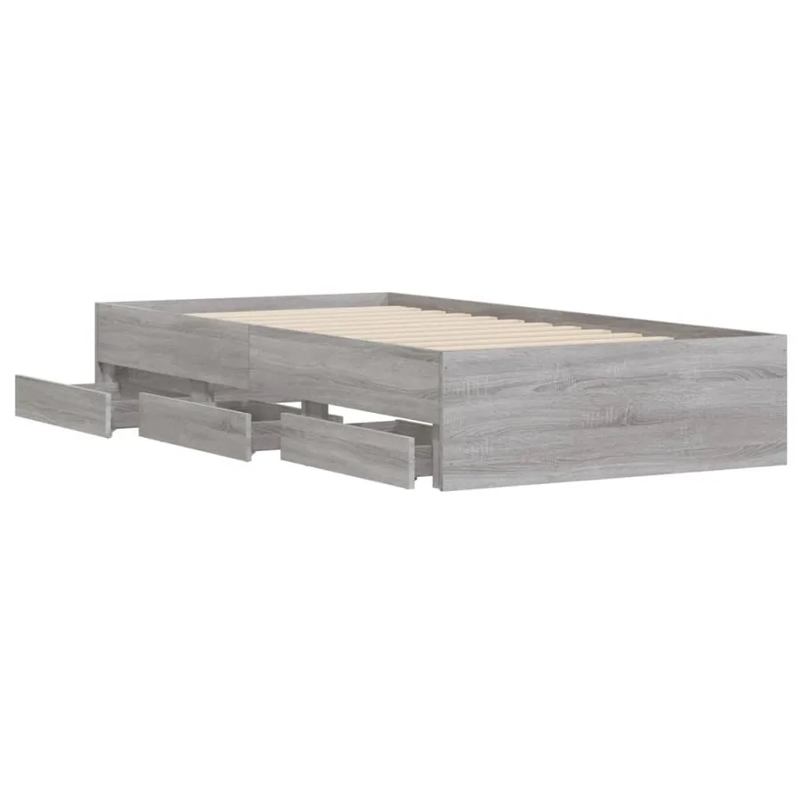Cadre de lit avec tiroirs sans matelas sonoma gris 100x200 cm - 5