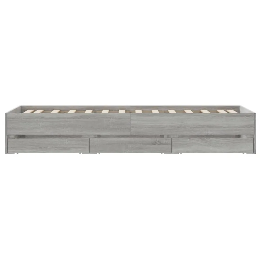 Cadre de lit avec tiroirs sans matelas sonoma gris 100x200 cm - 7