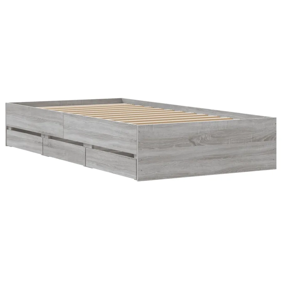 Cadre de lit avec tiroirs sans matelas sonoma gris 100x200 cm - 8