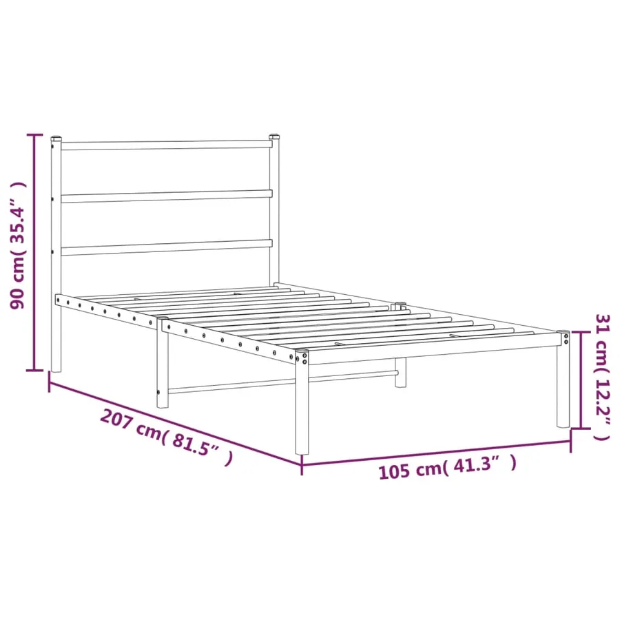 Cadre de lit métal sans matelas avec tête de lit noir 100x200cm - 10