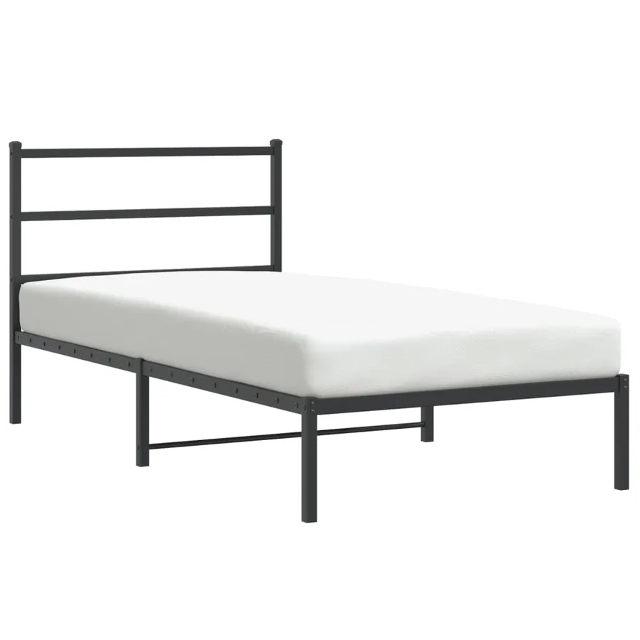 Cadre de lit métal sans matelas avec tête de lit noir 100x200cm - 2