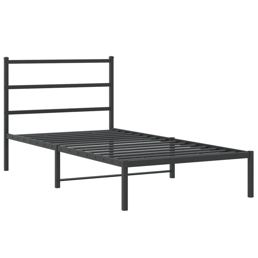 Cadre de lit métal sans matelas avec tête de lit noir 100x200cm - 3