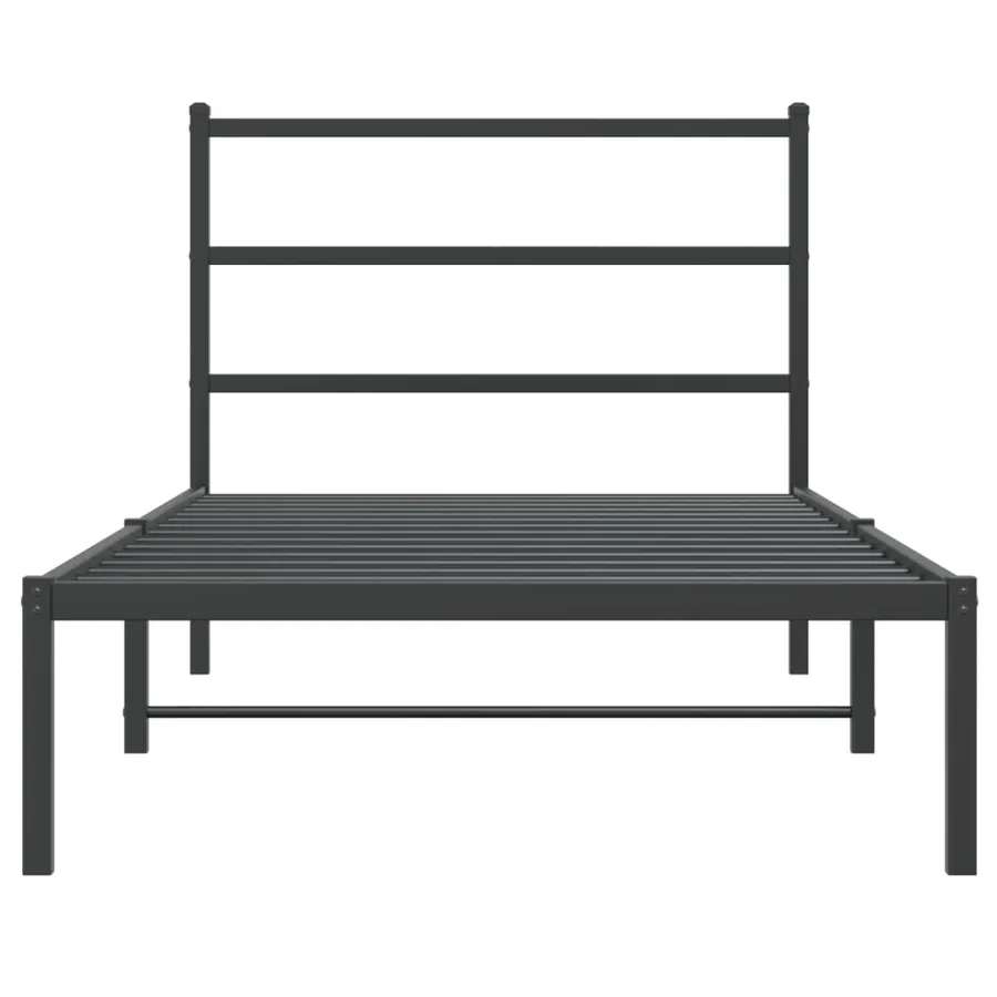 Cadre de lit métal sans matelas avec tête de lit noir 100x200cm - 5