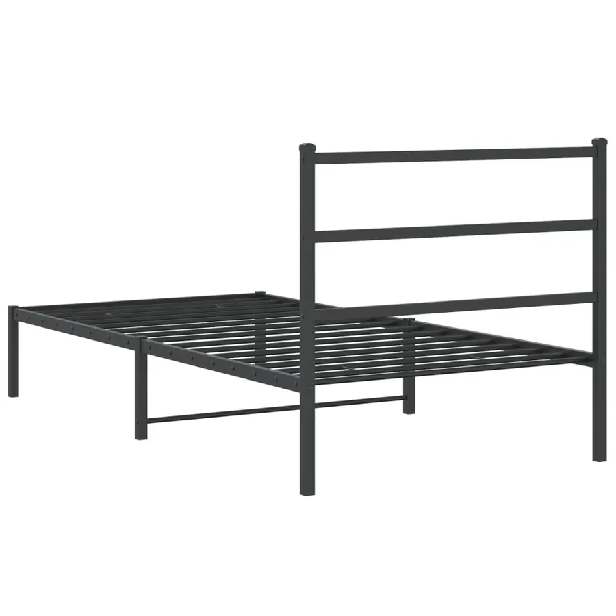 Cadre de lit métal sans matelas avec tête de lit noir 100x200cm - 7