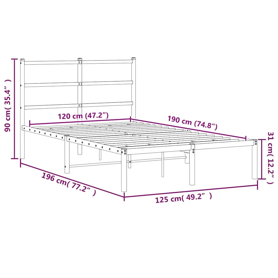 Cadre de lit métal sans matelas avec tête de lit noir 120x190cm - 10