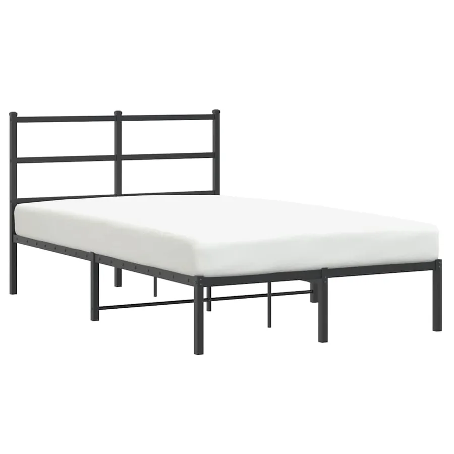 Cadre de lit métal sans matelas avec tête de lit noir 120x190cm - 2
