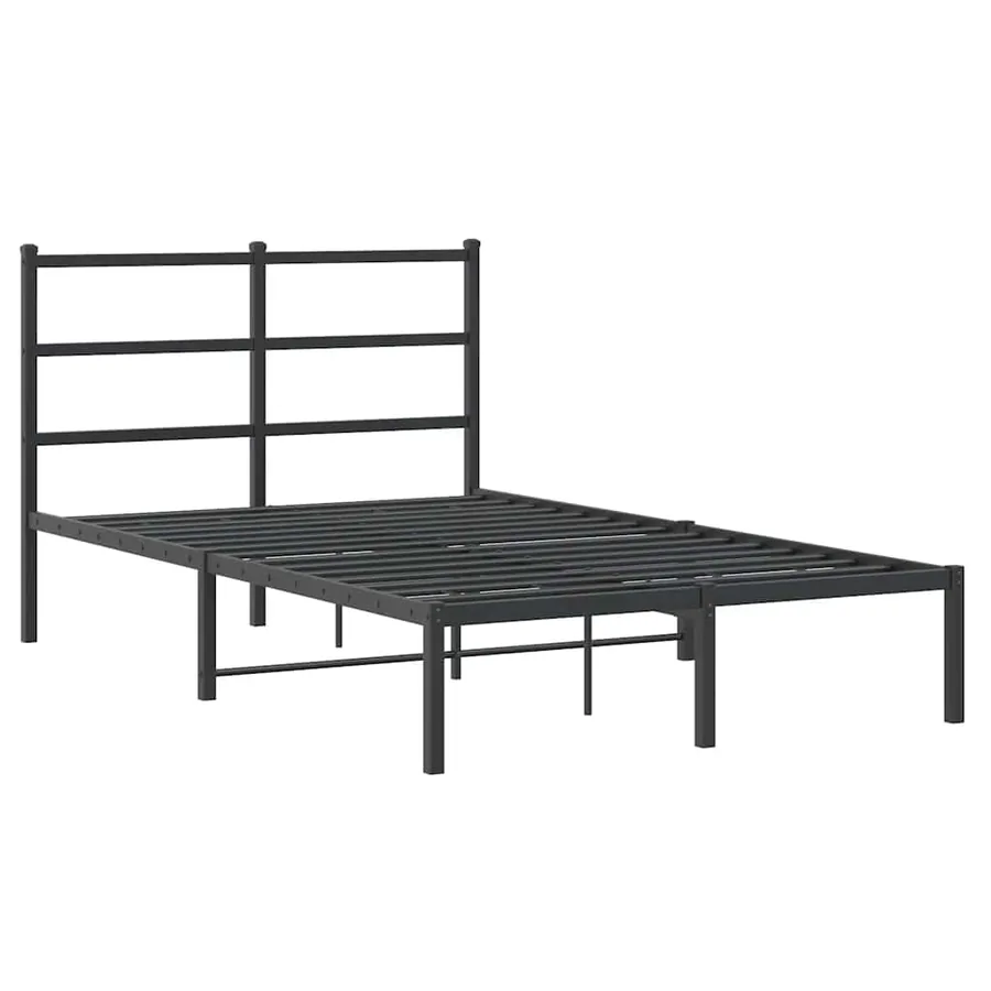 Cadre de lit métal sans matelas avec tête de lit noir 120x190cm - 3