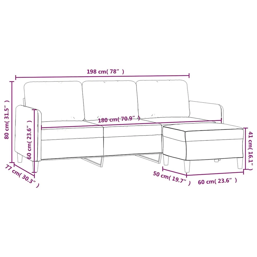 Canapé à 3 places avec repose-pieds jaune 180 cm velours - 7