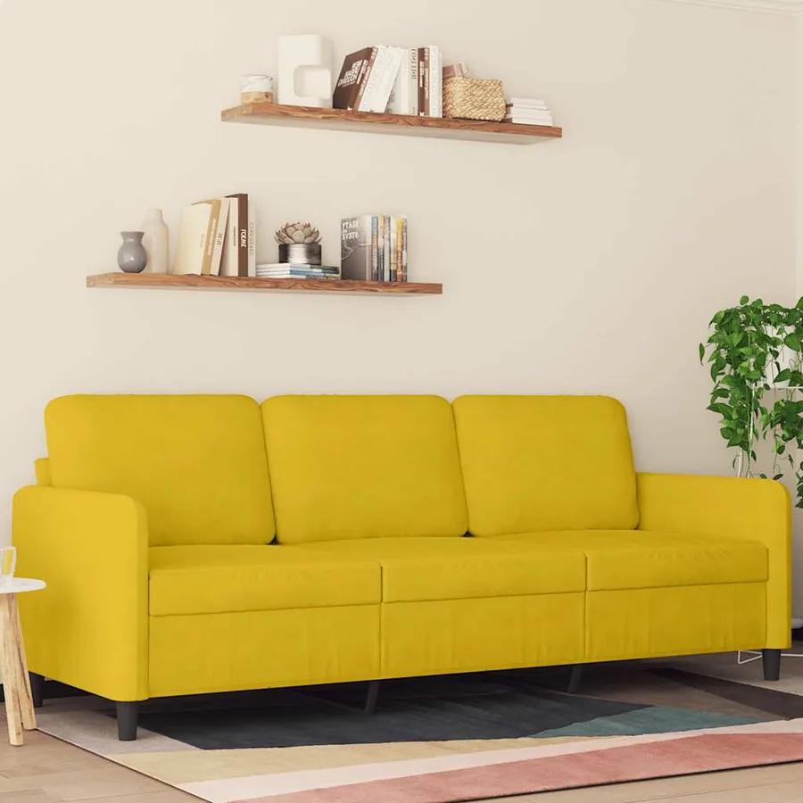 Canapé à 3 places Jaune 180 cm Velours