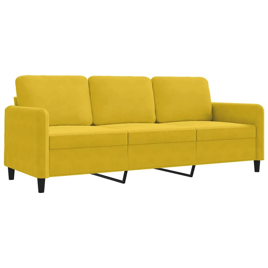 Canapé à 3 places Jaune 180 cm Velours - 2