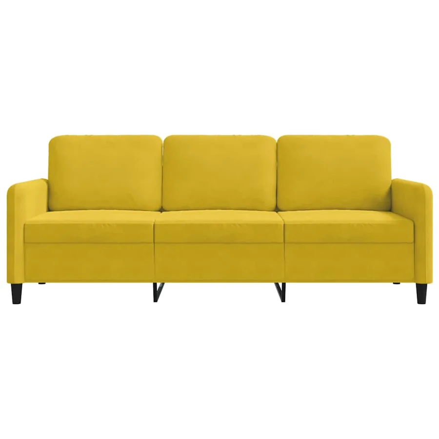 Canapé à 3 places Jaune 180 cm Velours - 4