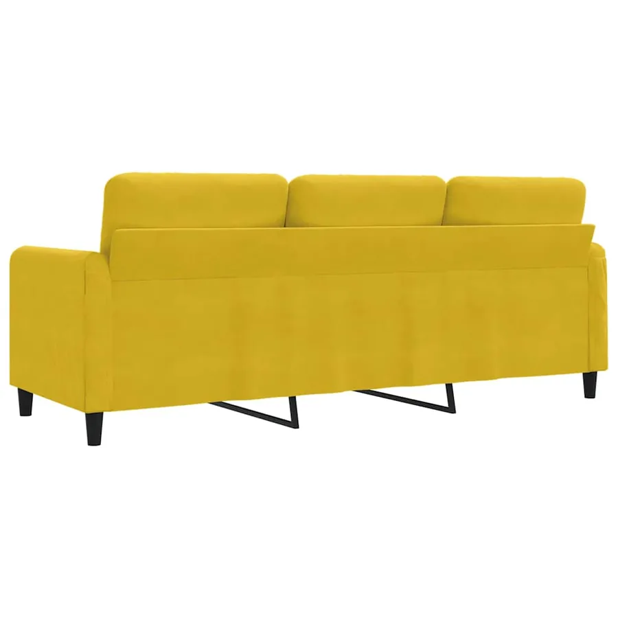 Canapé à 3 places Jaune 180 cm Velours - 6