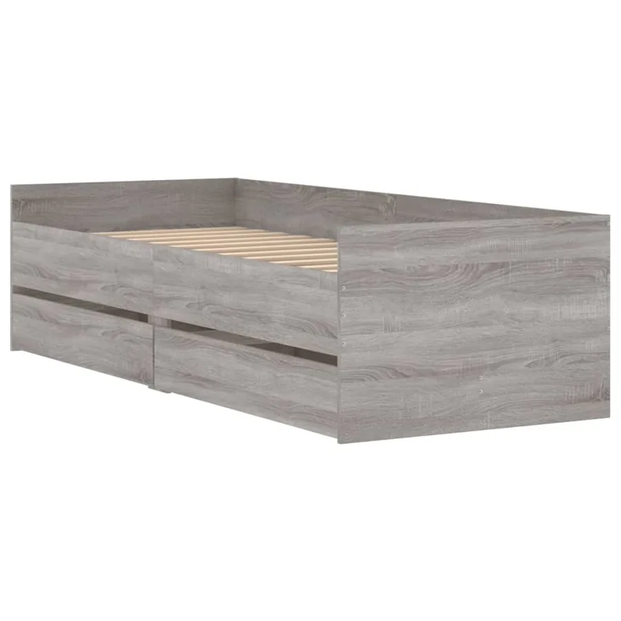 Cadre de lit avec tiroirs sans matelas sonoma gris 90x200 cm - 4